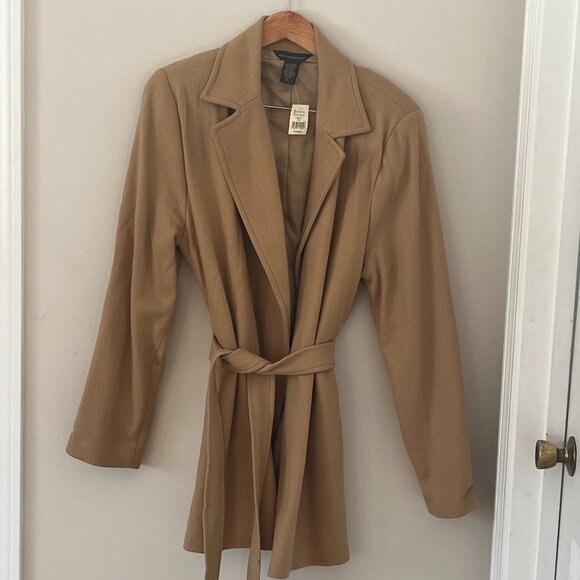 Banana Republic NWT XL Camel Wool Blend Wrap Coat - Picture 2 of 8
